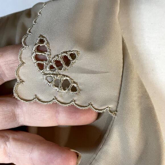 Vintage Alice Stuart 18 A Women's button down blouse tan long sleeve - Picture 7 of 11